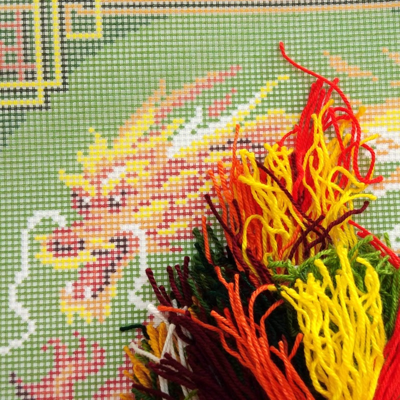 Brvsk Oriental Embroidery Kit for Adults and Beginners â€” Chinese Dragon 16â€³â€‰Ã—â€‰16â€³ with Clear, Precise Printed Design on Cotton Canvas; Includes 2 Needles, Yarn, and Easy-Read Chart - Image 2